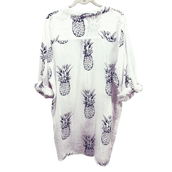 Blue Island Beach Coverup Pineapples 1X Lightweight Resort-wear Breezy Pockets - Picture 11 of 13